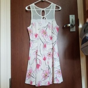 White Mini Dress with Pink Floral Design